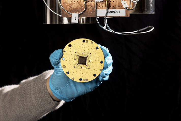 A quantum computer chip.