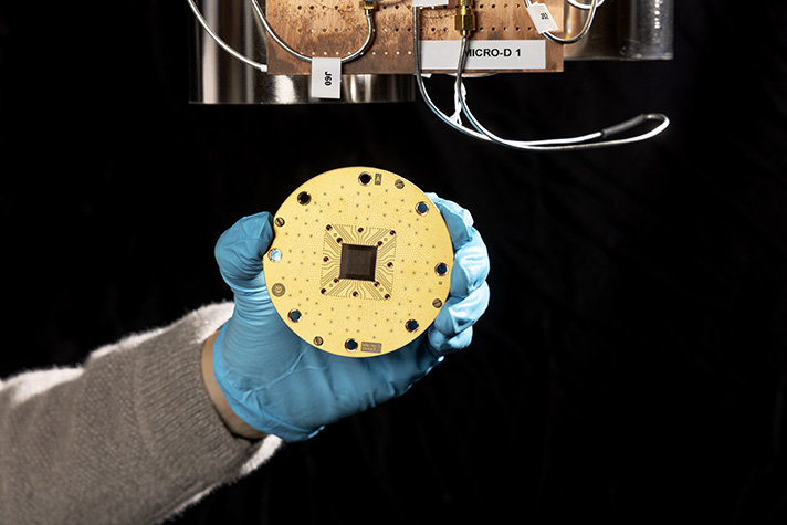A quantum computer chip.