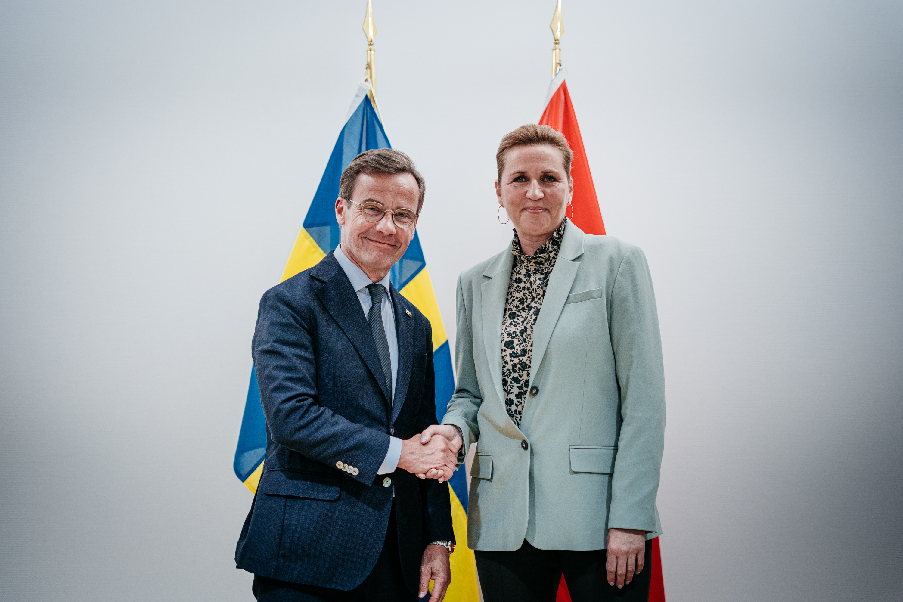 Sweden’s Prime Minister Ulf Kristersson and Denmark’s Prime Minister Mette Frederiksen. 