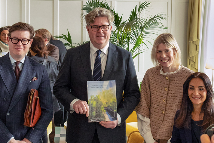 Minister of Justice Gunnar Strömmer and Minister of Culture Parisa Liljestrand, together with State Secretary David Sikström from the Ministry of Climate and Enterprise and Maria H Nilsson from the Ministry of Education and Research