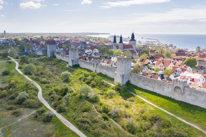 A view over the town Visby in Sweden.